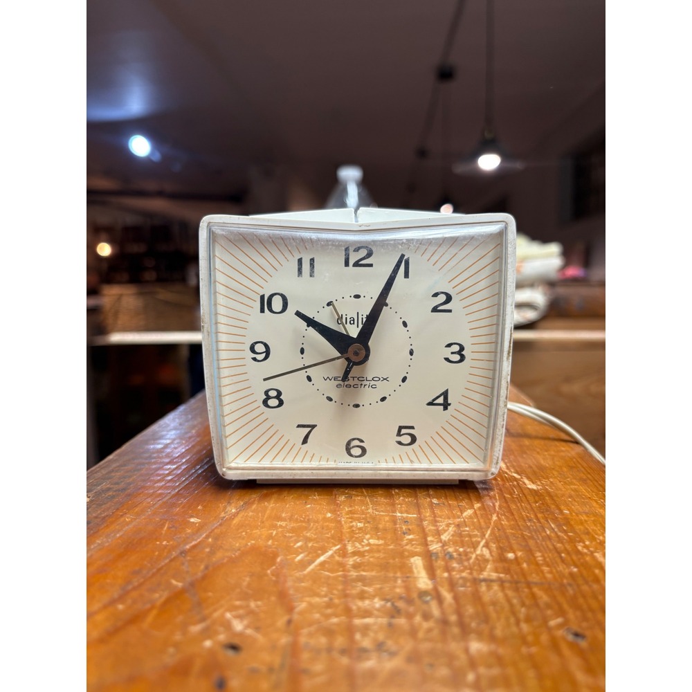 Westclox Electric Alarm‎ Clock White Mid Century Modern Retro